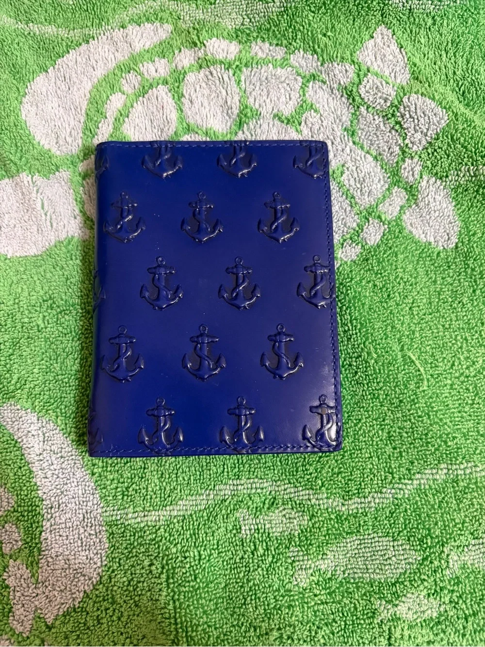 Jack Spade Blue Embossed Anchor Card Holder